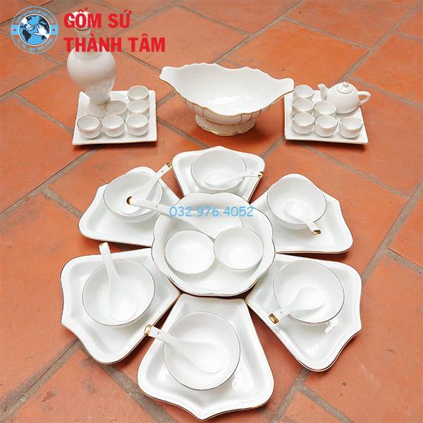 Bộ bát đĩa mặt trời hướng dương viền vàng kim