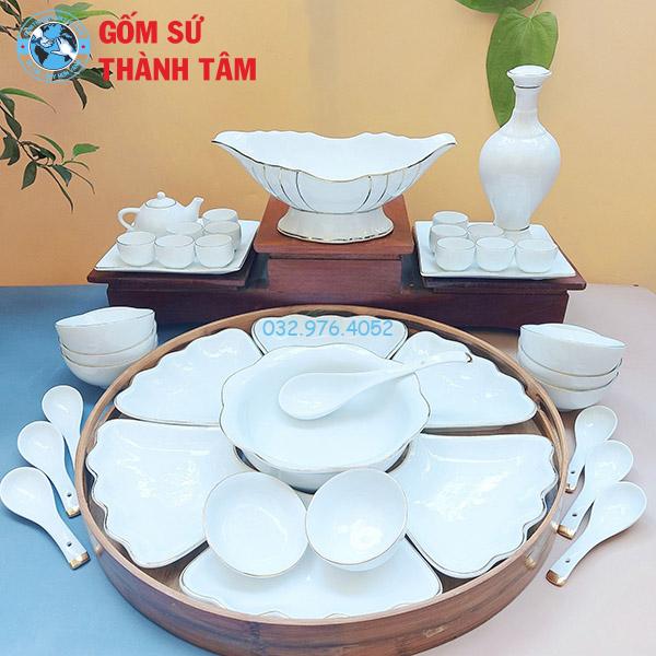 Bộ bát đĩa mặt trời viền vàng kim