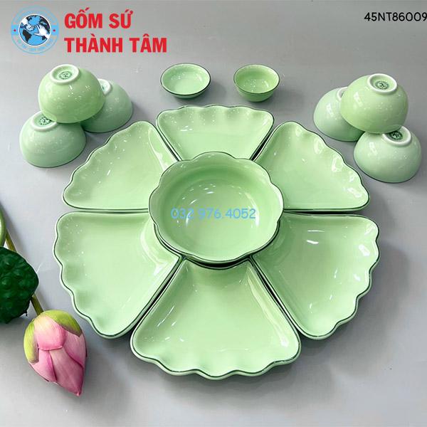 Bộ bát đĩa mặt trời xanh lá