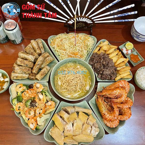Bộ bát đĩa mặt trời xanh ngọc