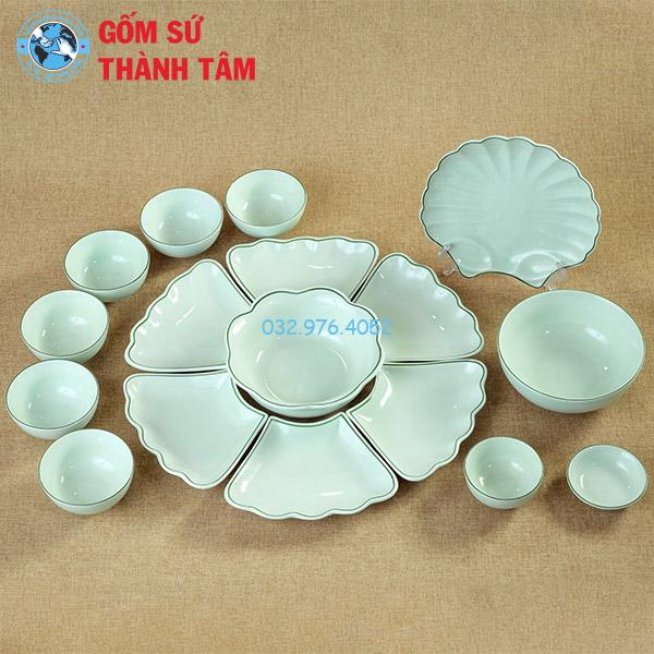 Bộ bát đĩa mặt trời xanh ngọc