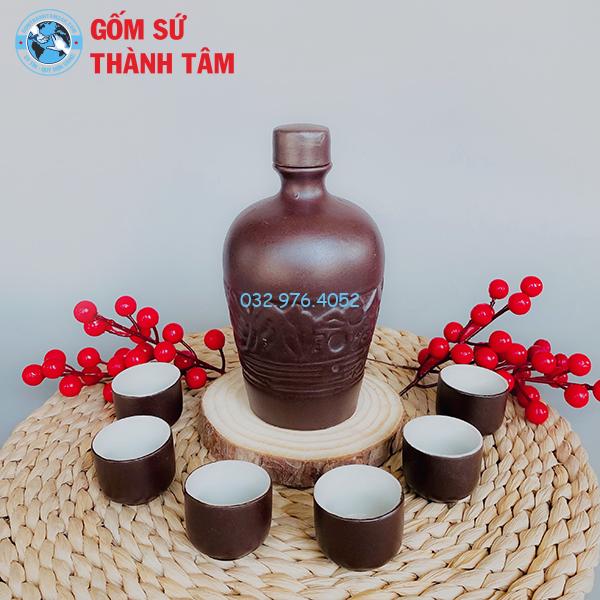 Nậm Rượu Khắc Nổi Sơn Thủy Hữu Tình