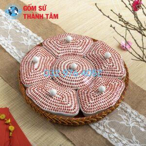 khay sứ đựng mứt Tết