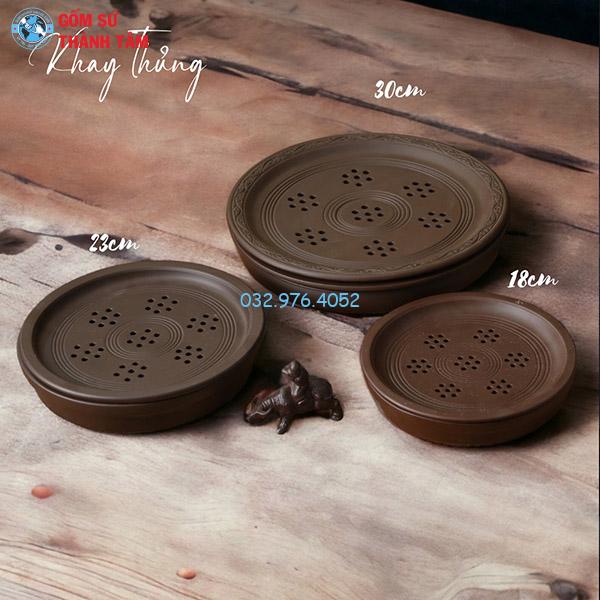 Khay sứ đen tròn