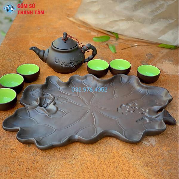 Khay sứ đen mẫu khác