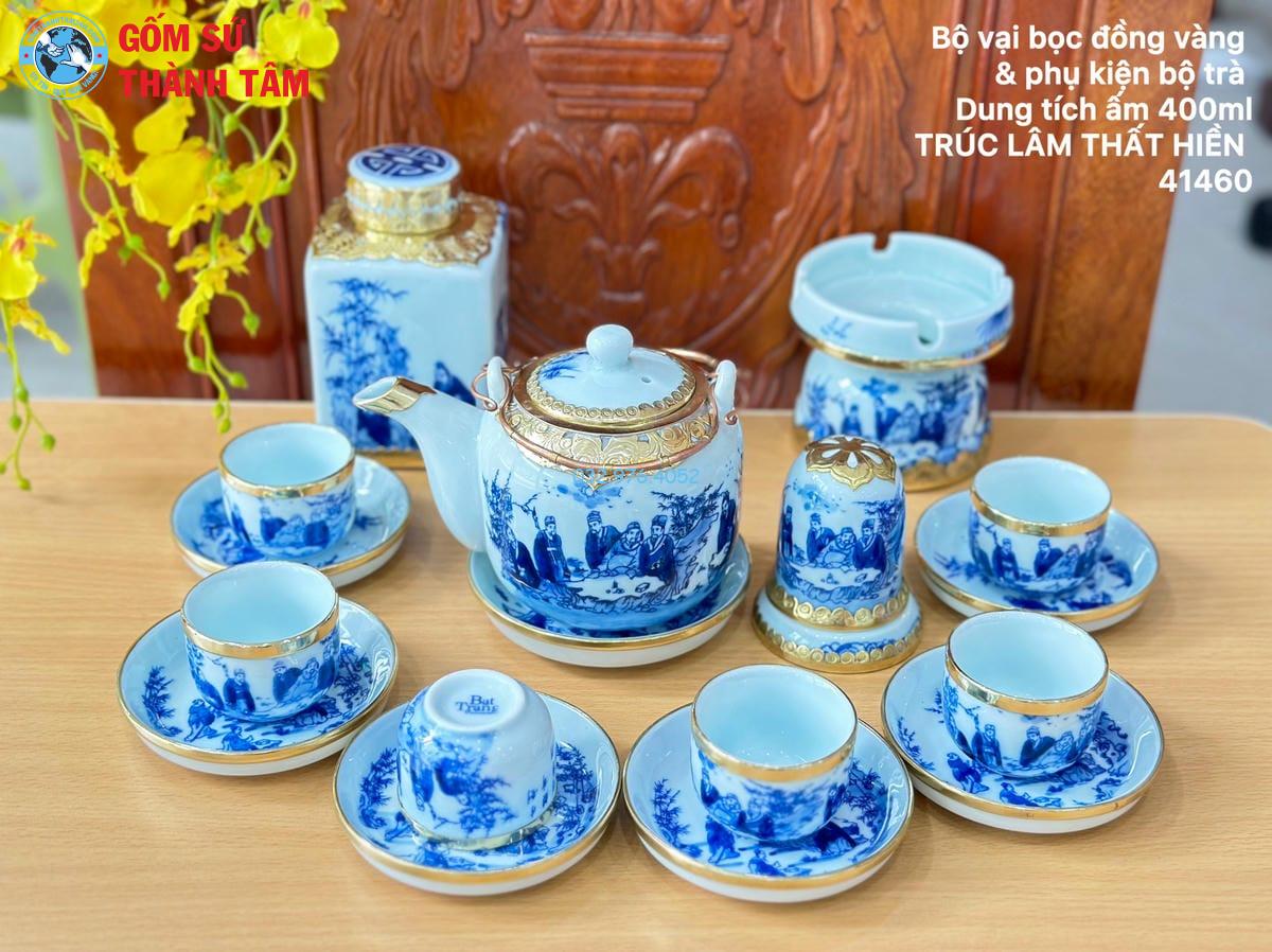 Ấm Chén Men Lam Bọc Đồng | Dáng Vại