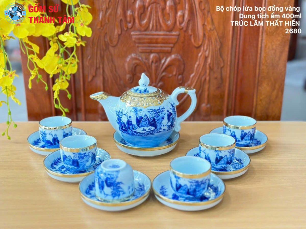 Ấm Chén Men Lam Bọc Đồng | Chóp Lửa