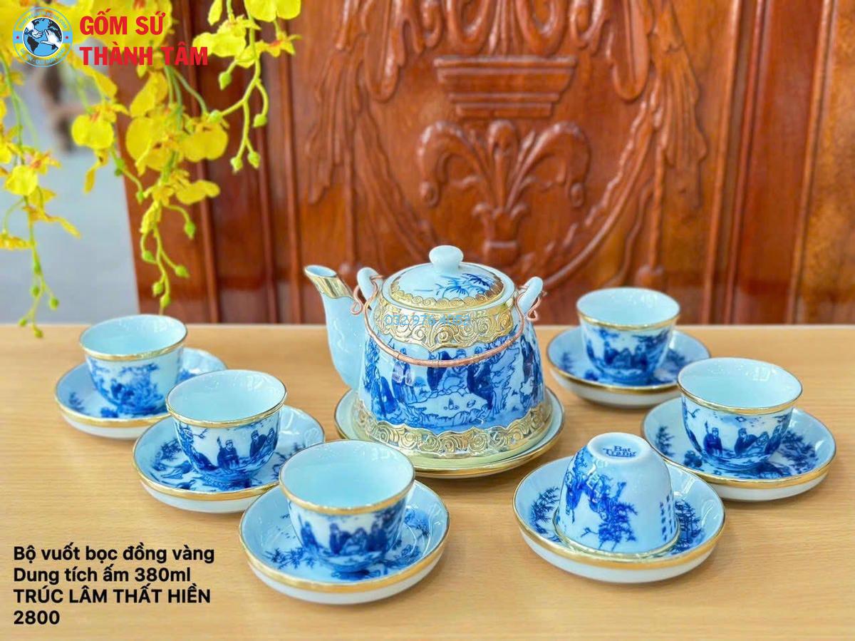 Ấm Chén Men Lam Bọc Đồng | Giả Vuốt