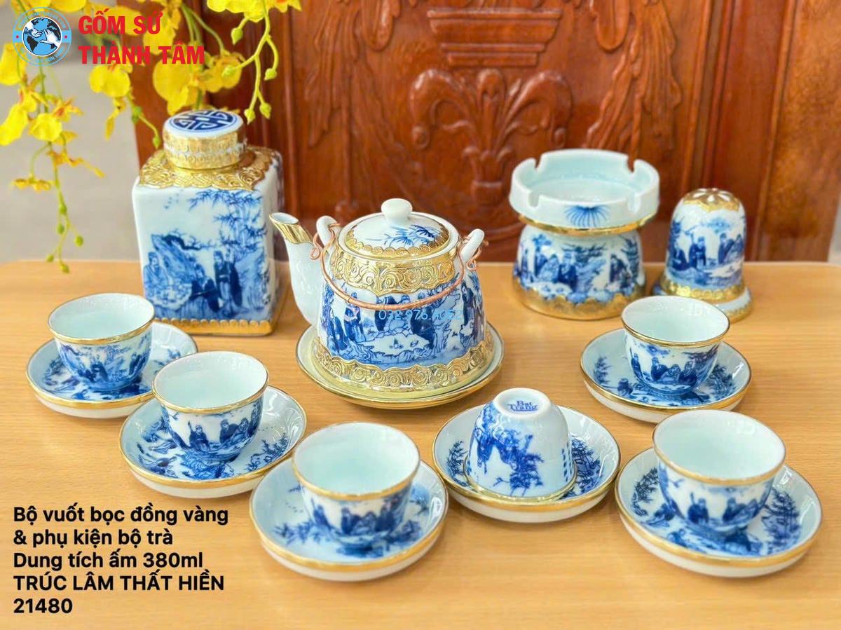 Ấm Chén Men Lam Bọc Đồng | Giả Vuốt