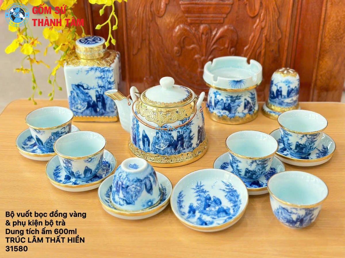 Ấm Chén Men Lam Bọc Đồng | Giả Vuốt