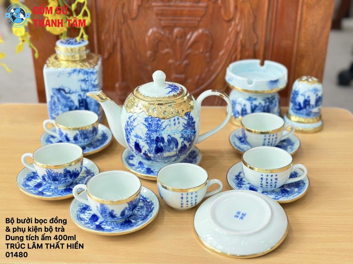 Ấm Chén Men Lam Bọc Đồng | Minh Long