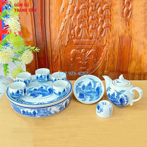 Ấm Chén Men Lam Vàng Kim | Chóp Lửa