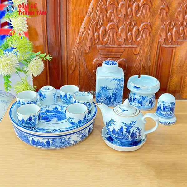 Ấm Chén Men Lam Vàng Kim | Chóp Lửa