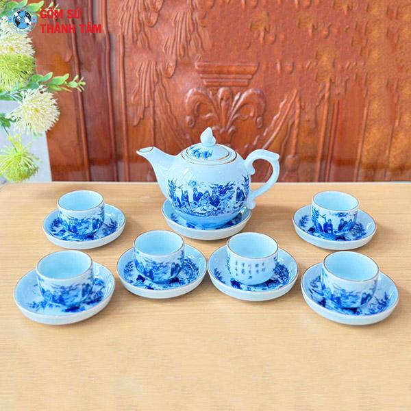 Ấm Chén Men Lam Vàng Kim | Chóp Lửa