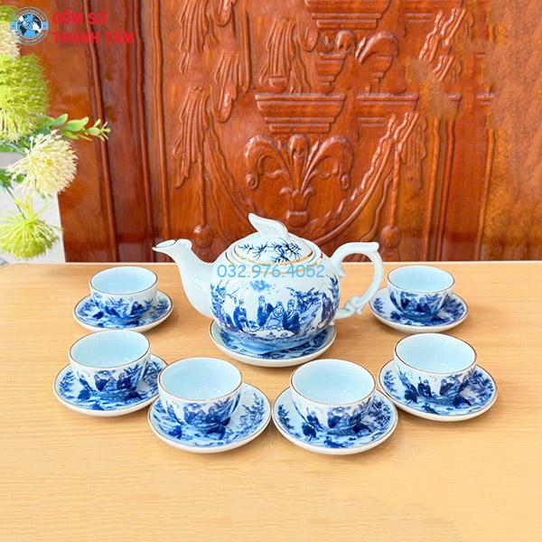 Ấm Chén Men Lam Vàng Kim | Mắt Phượng