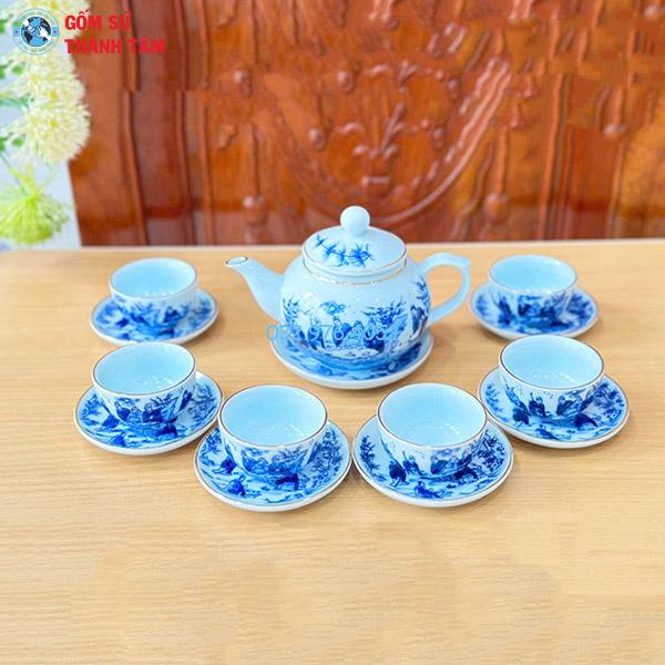 Ấm Chén Men Lam Vàng Kim | Quả Hồng