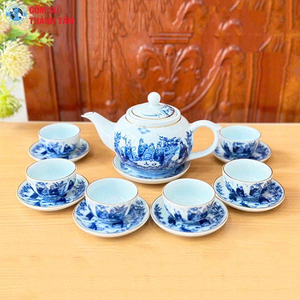 Ấm Chén Men Lam Vàng Kim | Quả Hồng