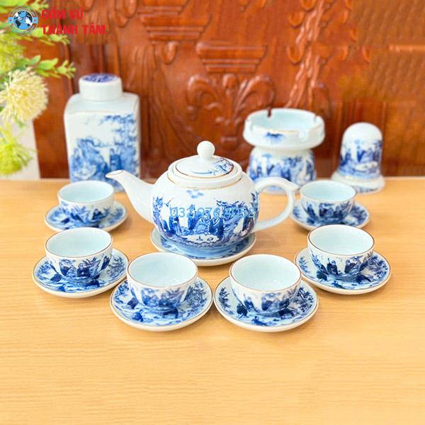 Ấm Chén Men Lam Vàng Kim | Quả Hồng