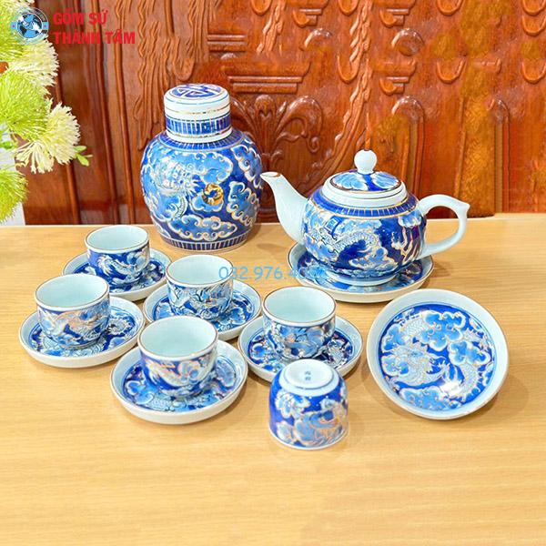 Ấm Chén Men Xanh Vàng Kim