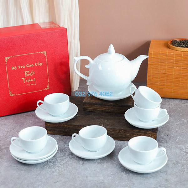 Ấm Chén Trắng Dáng Chóp Lửa