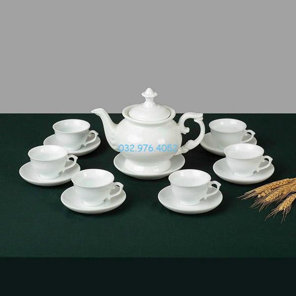 Ấm Chén Trắng Dáng Đài Cát