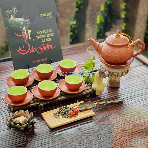 Ấm Chén Tử Sa Khắc Hoa Cúc
