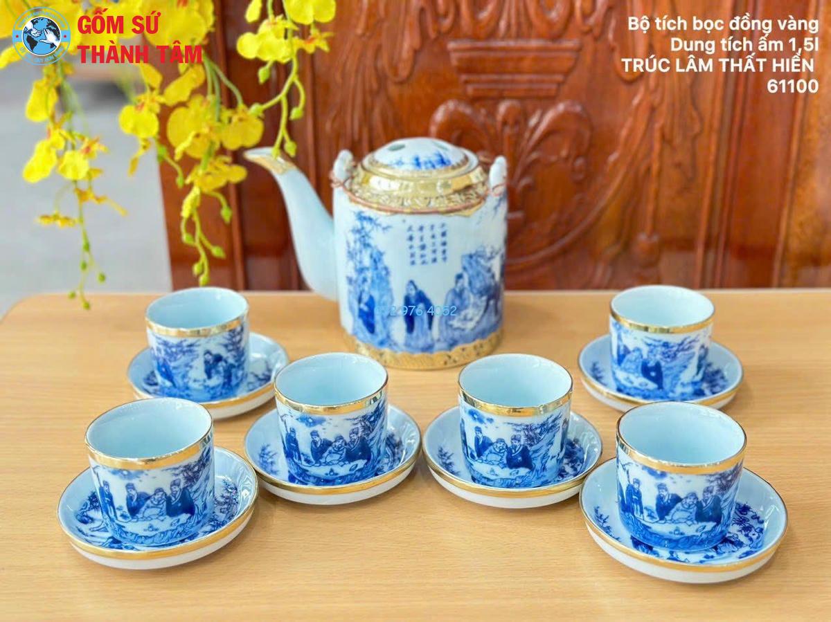 Ấm Tích Men Lam Bọc Đồng