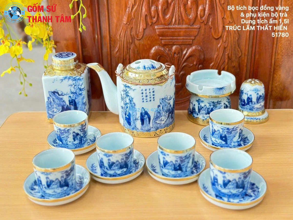 Ấm Tích Men Lam Bọc Đồng