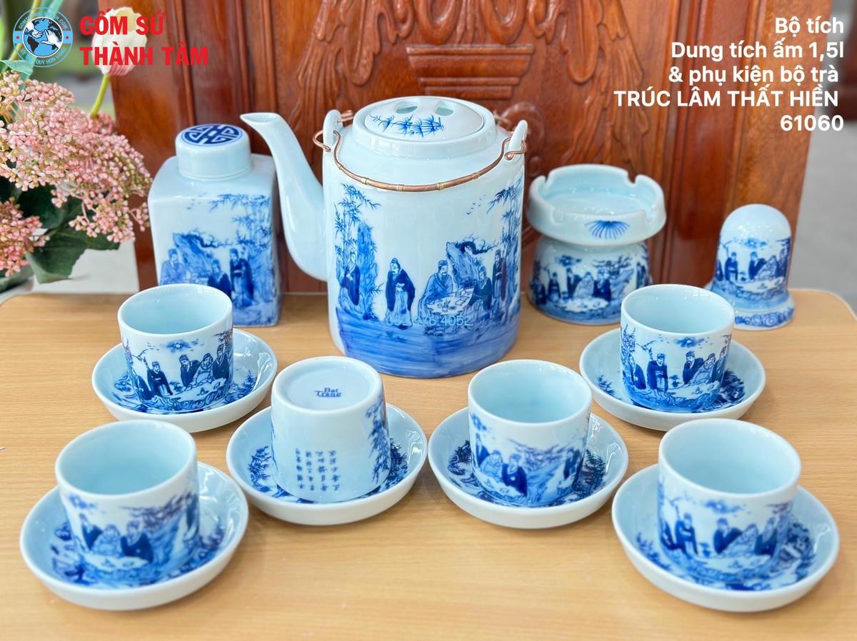 Ấm Tích Men Lam Trơn