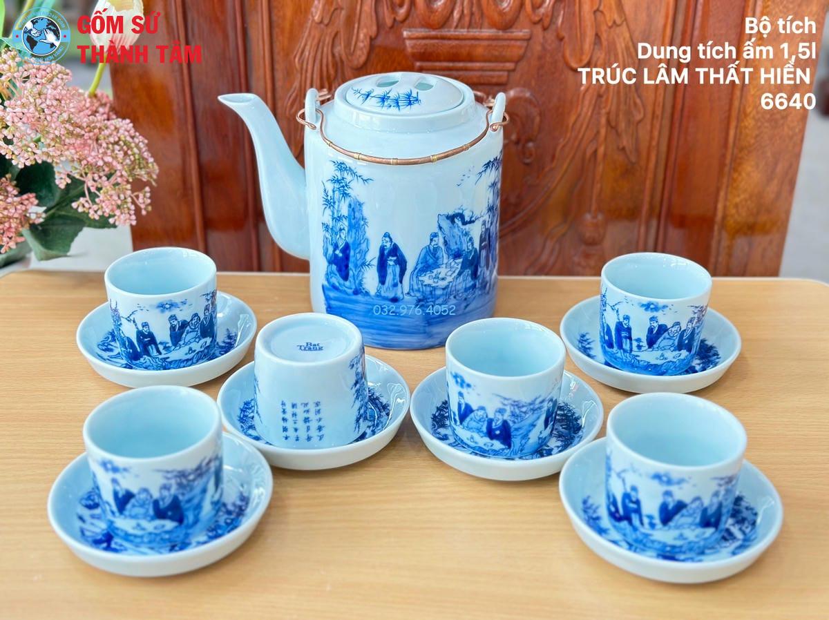 Ấm Tích Men Lam Trơn