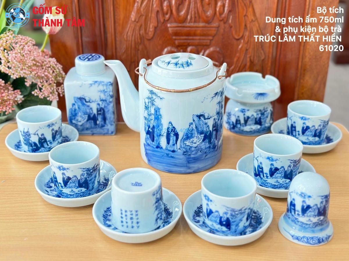 Ấm Tích Men Lam Trơn
