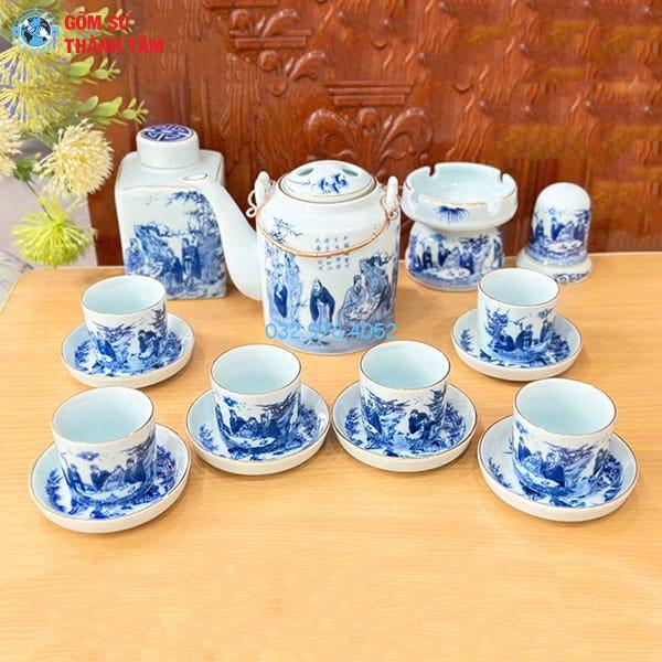 Ấm Tích Men Lam Vàng Kim