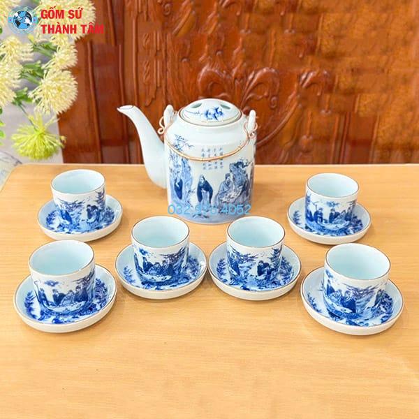 Ấm Tích Men Lam Vàng Kim