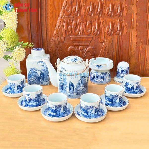 Ấm Tích Men Lam Vàng Kim