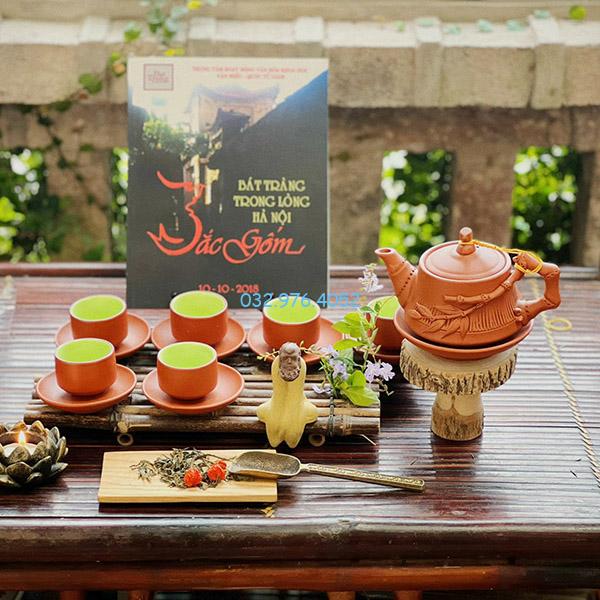 Ấm Tử Sa Dáng Vại Khắc Trúc