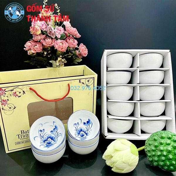 Bát ăn cơm đẹp sen xanh vẽ kỹ