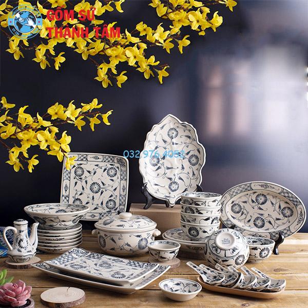 Bát đĩa giả cổ hoa sen Tam Thái
