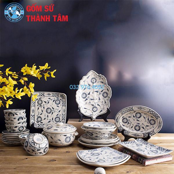 Bát đĩa giả cổ hoa sen Tam Thái
