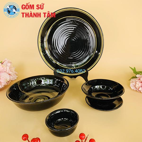 Bát đĩa gốm sứ men đen bóng