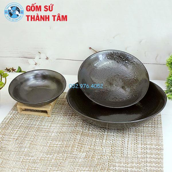 Bát đĩa gốm sứ men đen lỳ tổng