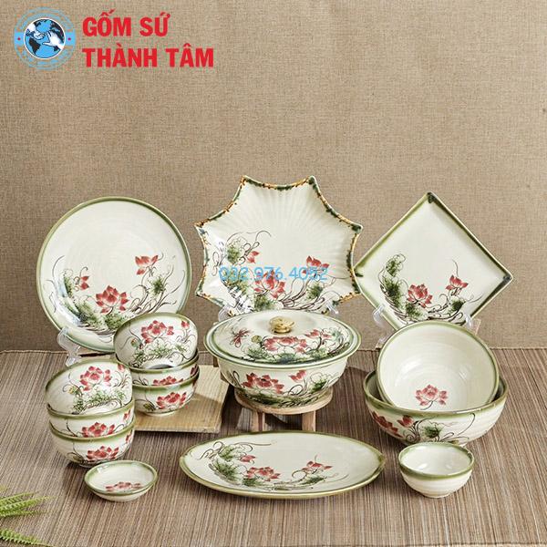 Bát đĩa men trắng vẽ tay men tro đa dạng