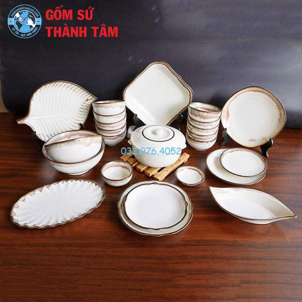 Bát đĩa nhà hàng men trắng kem