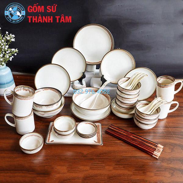 Bát đĩa nhà hàng men trắng kem