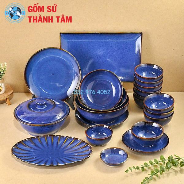 Bát đĩa nhà hàng xanh hoả biển đậm