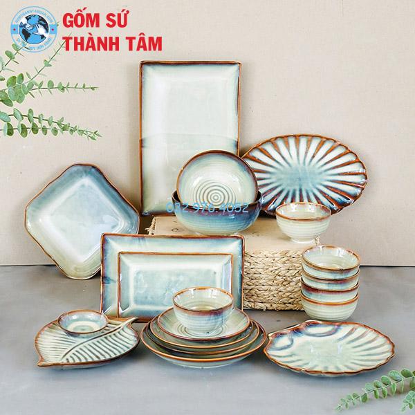 Bát đĩa nhà hàng xanh hoả biển