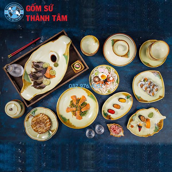 Bát đĩa nhà hàng men kem chảy