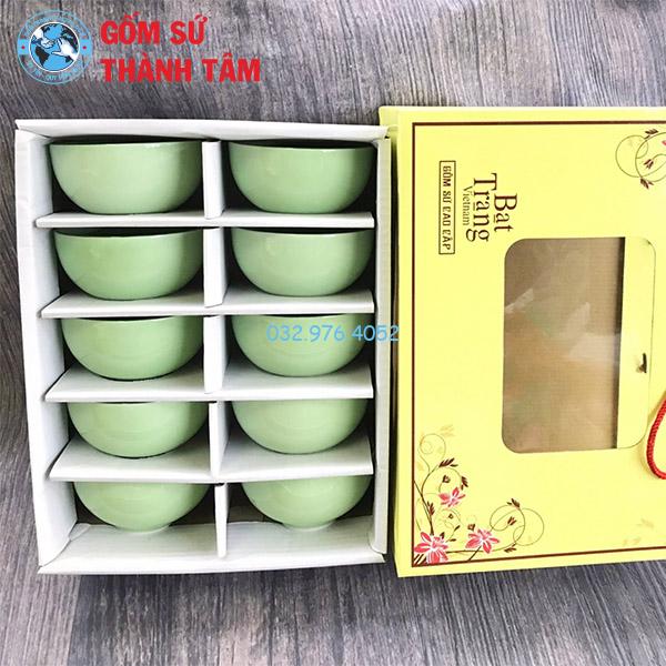 Bát đĩa xanh ngọc xanh nhạt trơn