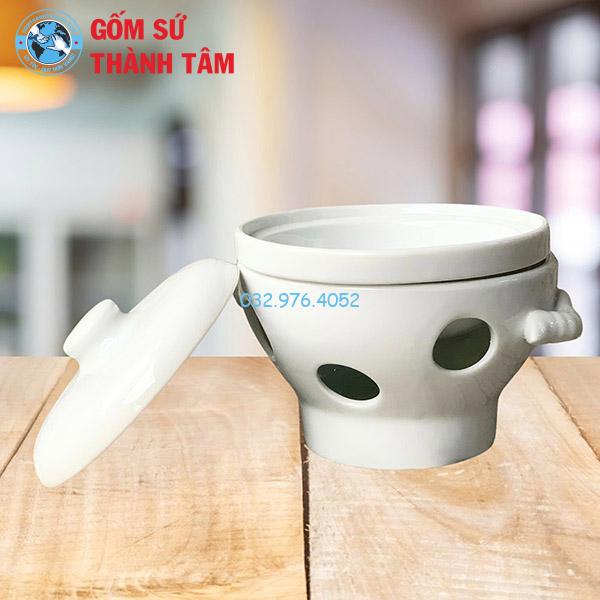 Bát hầm nóng thức ăn bếp cồn nhỏ trắng