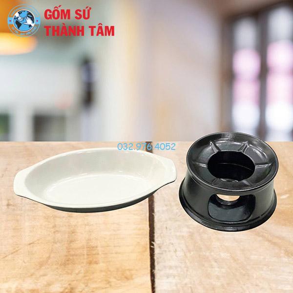 Bát hầm nóng thức ăn khay thuyền men gốm