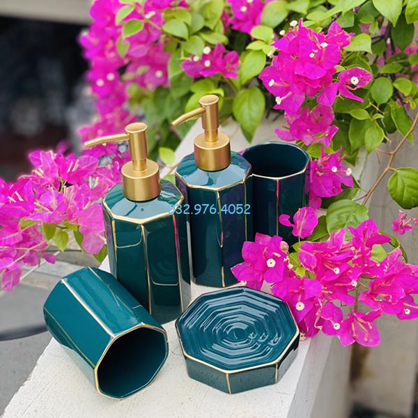 Bình đựng sữa tắm vân đá xanh cổ vịt